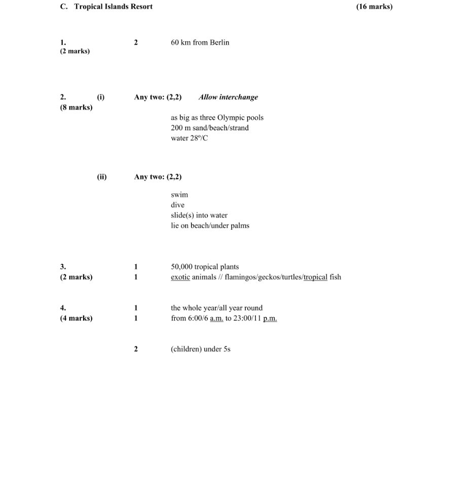 Marking Scheme Part 1