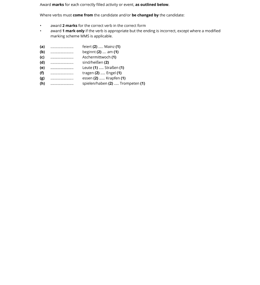 Marking Scheme Part 1
