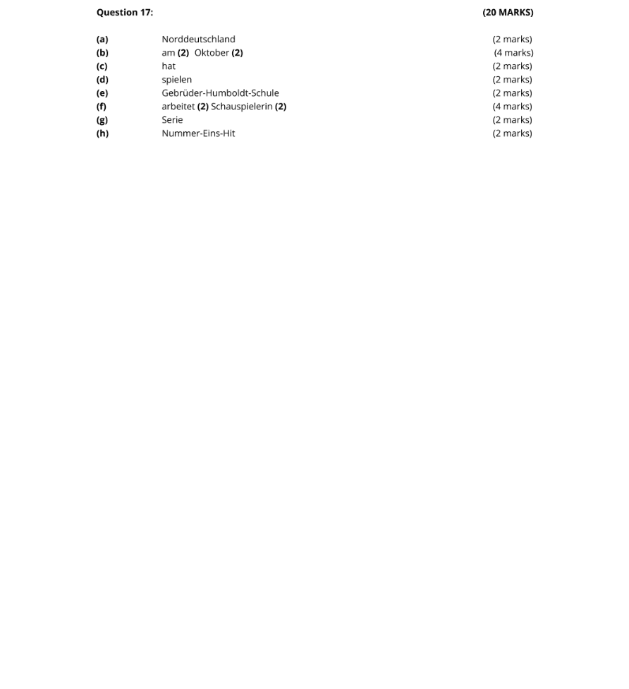 Marking Scheme Part 1