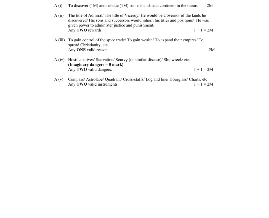 Marking Scheme Part 1