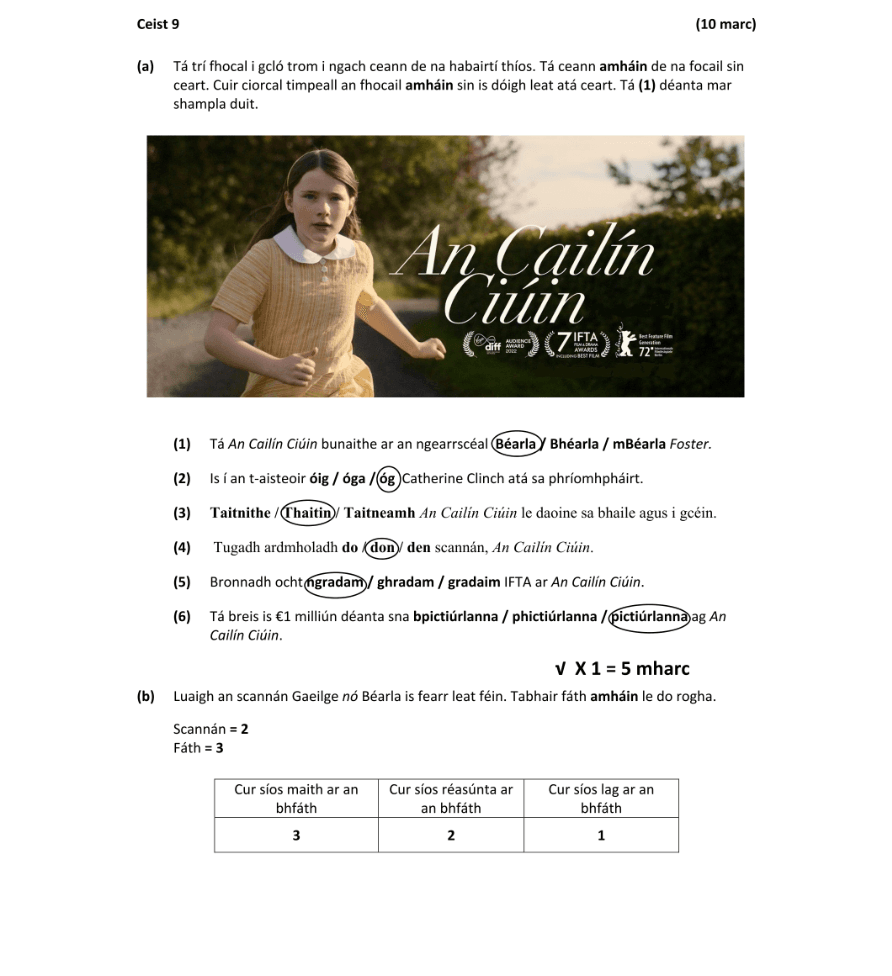 Marking Scheme Part 1