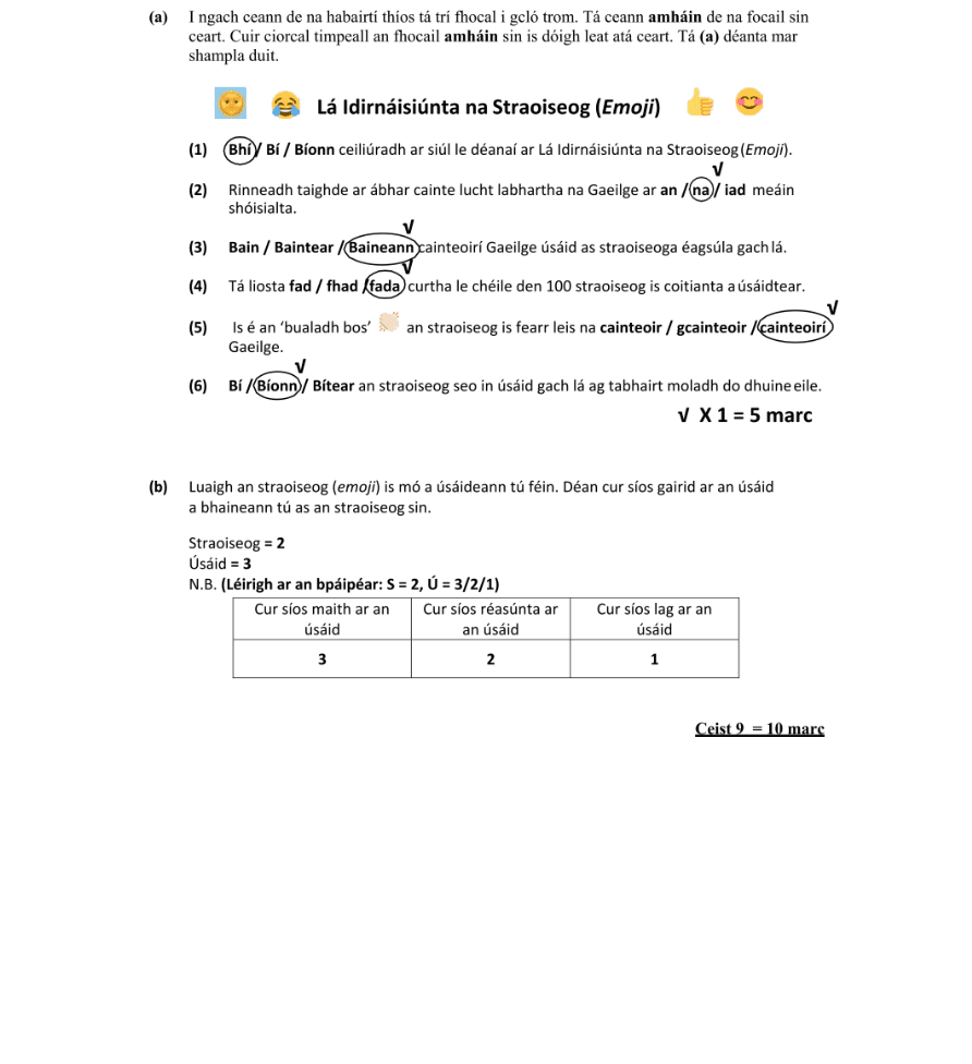 Marking Scheme Part 1