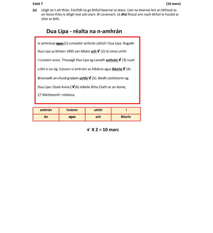 Marking Scheme Part 1