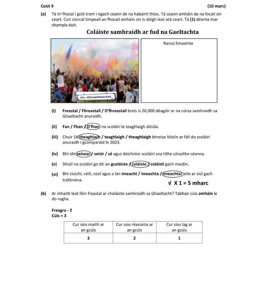 Marking Scheme Part 1