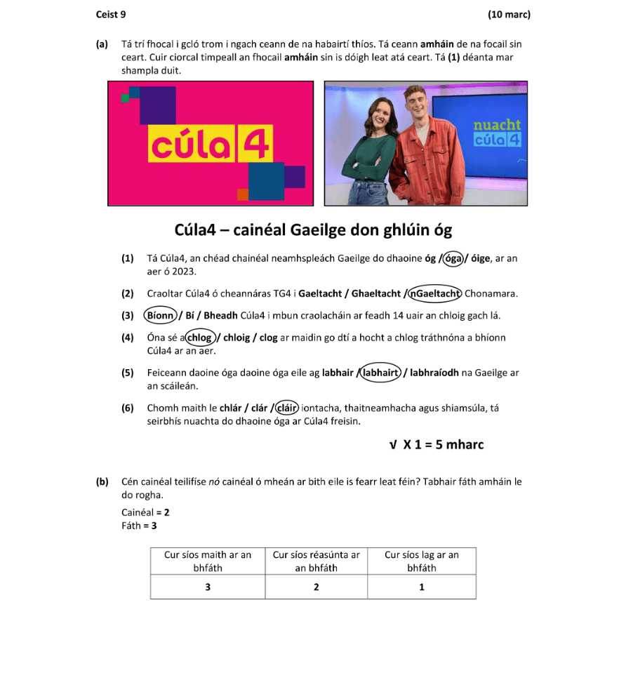 Marking Scheme Part 1