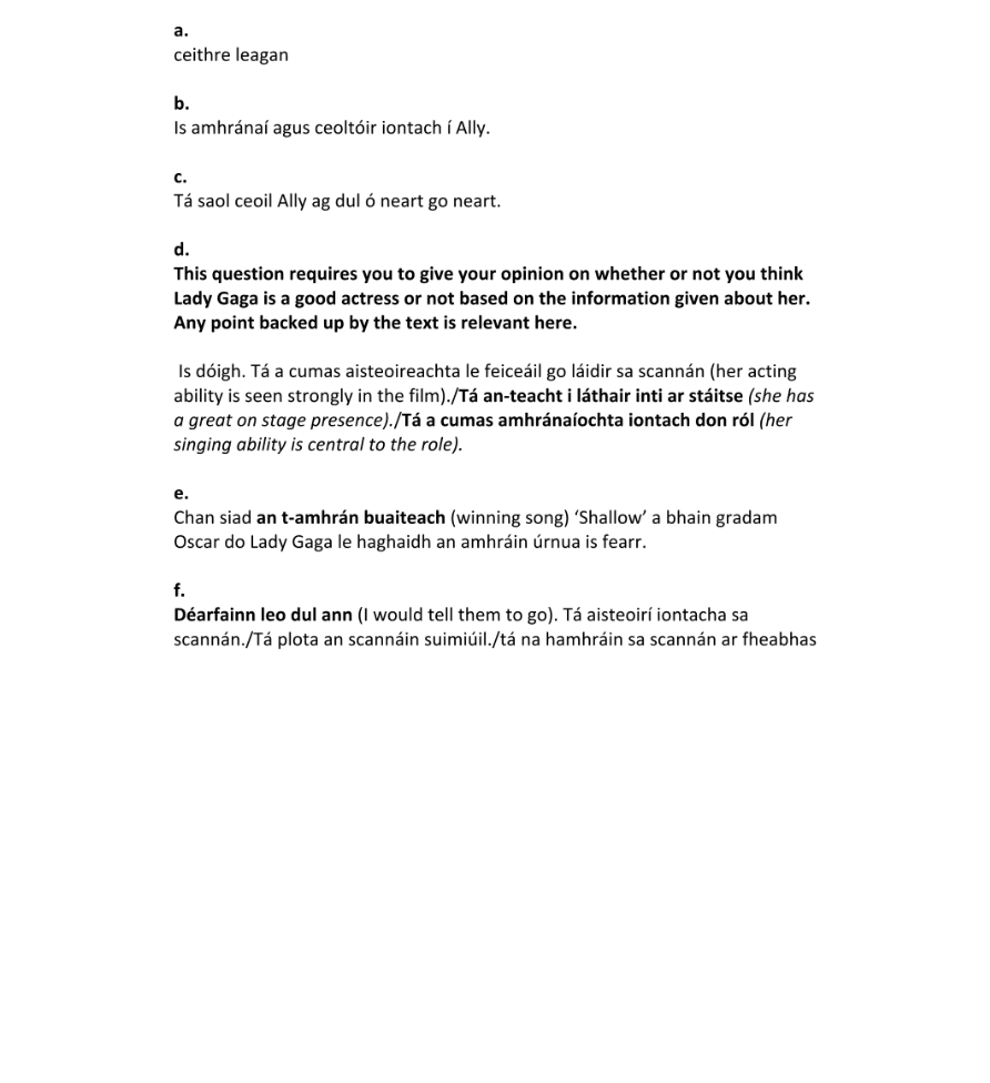 Marking Scheme Part 1