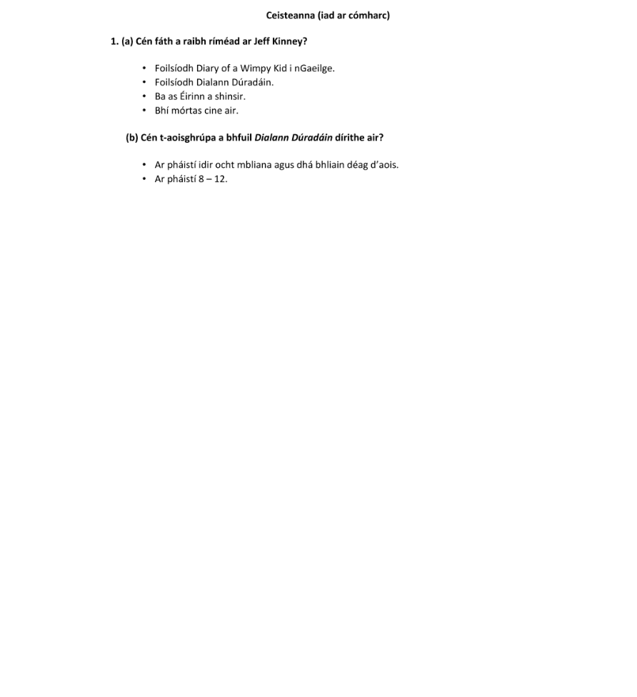 Marking Scheme Part 1