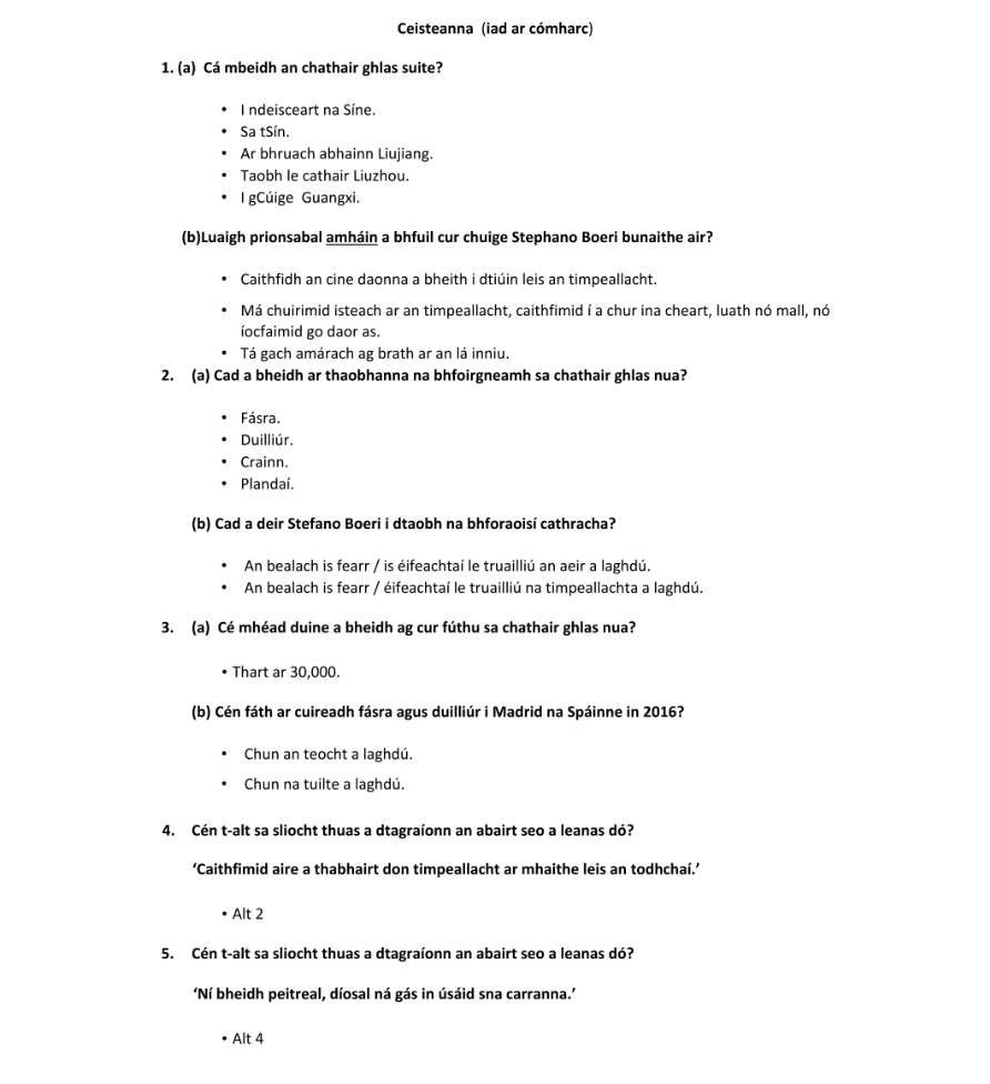 Marking Scheme Part 1