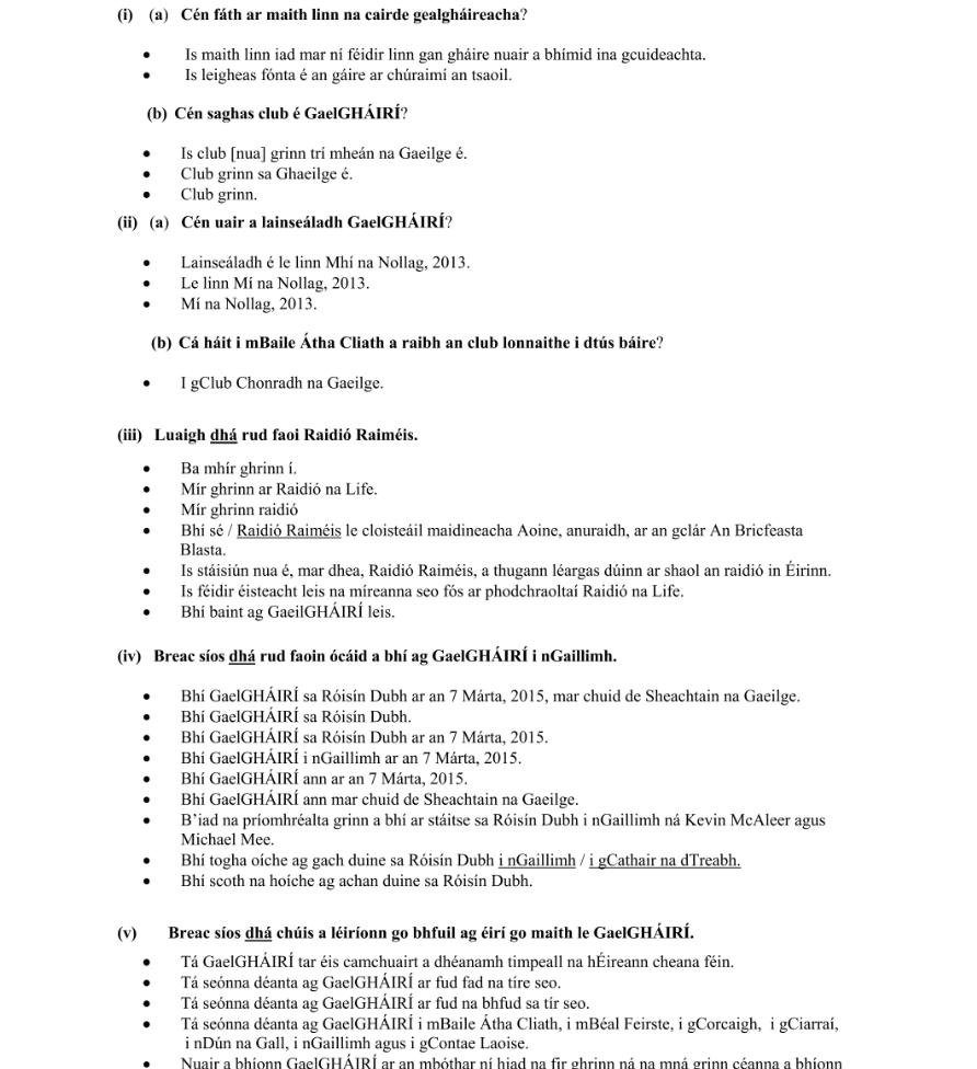 Marking Scheme Part 1