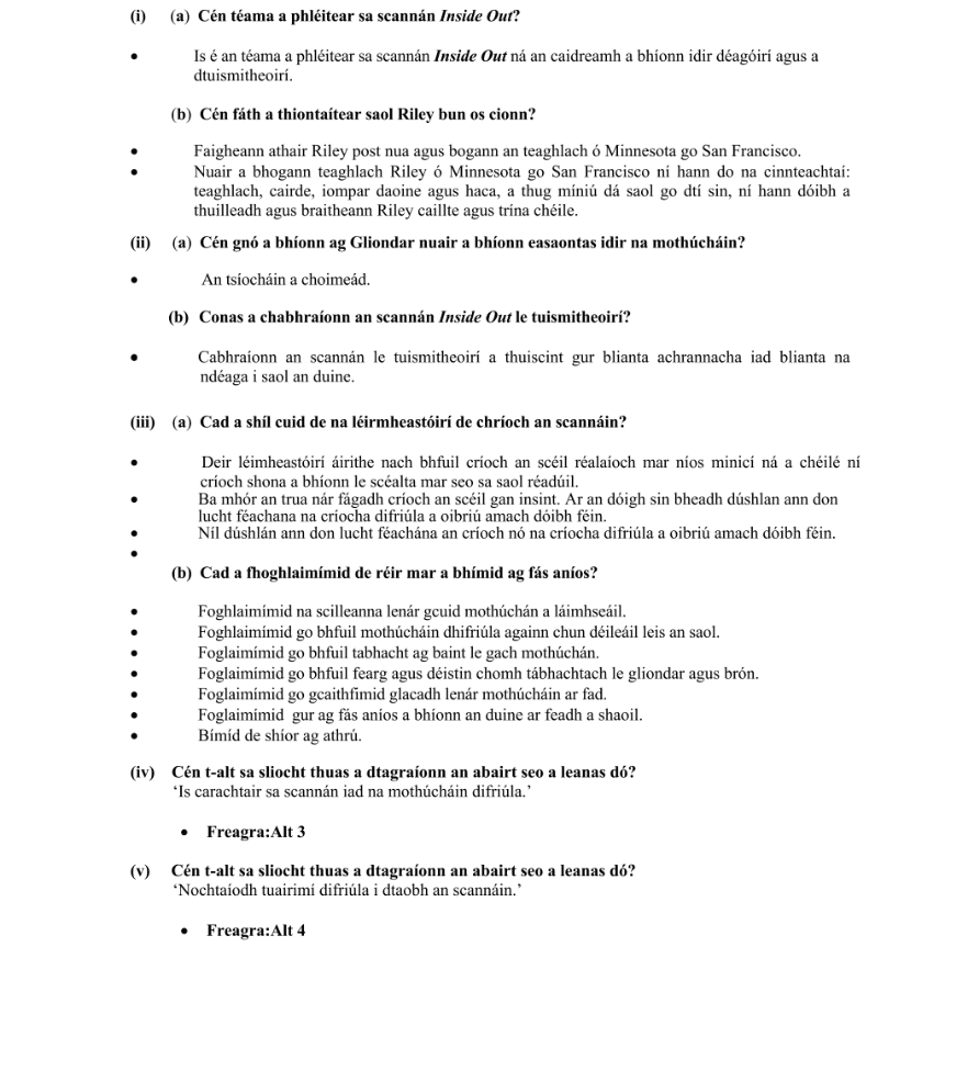 Marking Scheme Part 1
