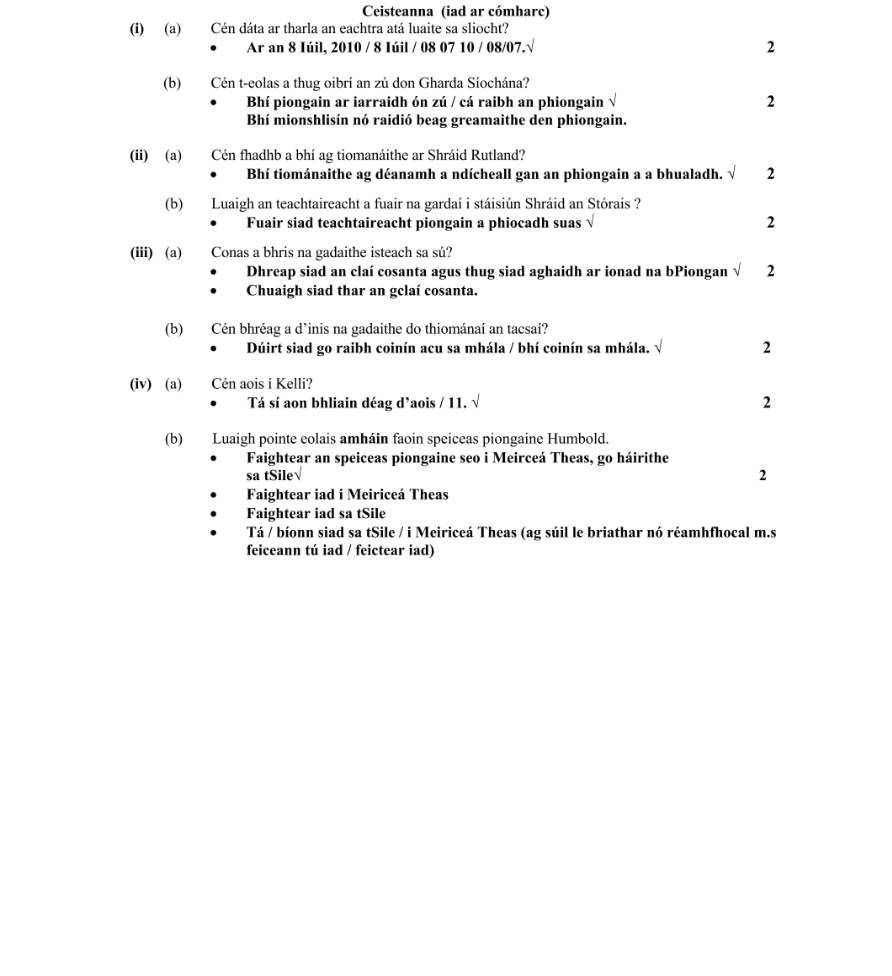 Marking Scheme Part 1