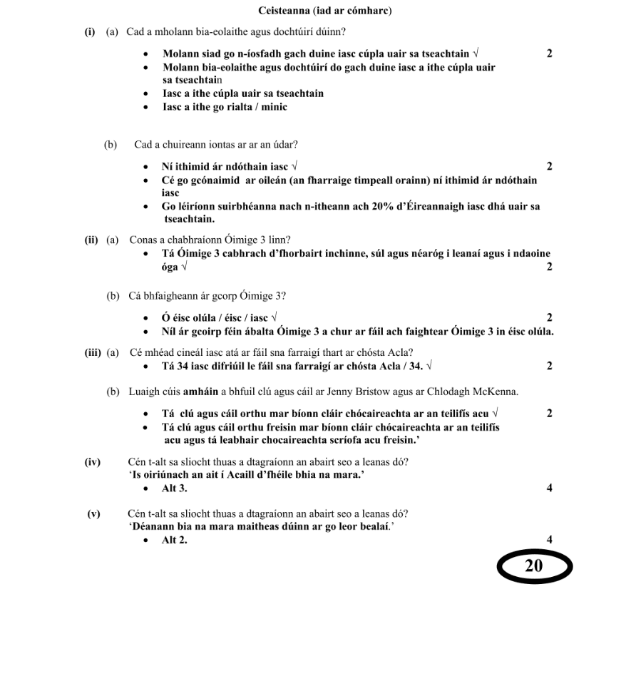 Marking Scheme Part 3