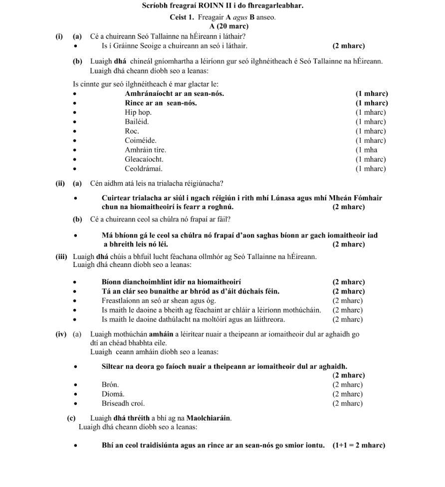 Marking Scheme Part 1