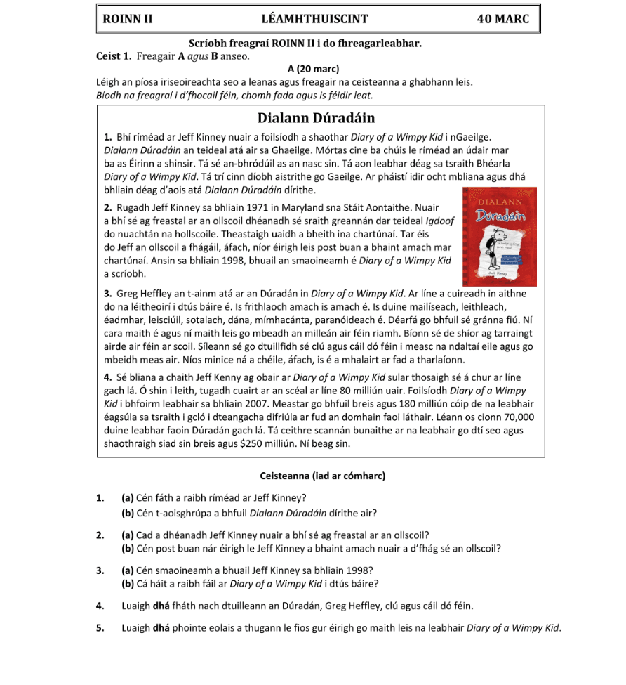 Question 2018 - A Part 1