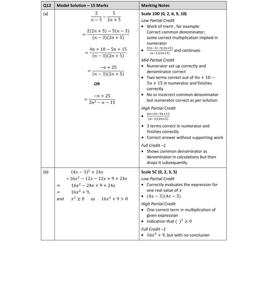 Marking Scheme Part 1