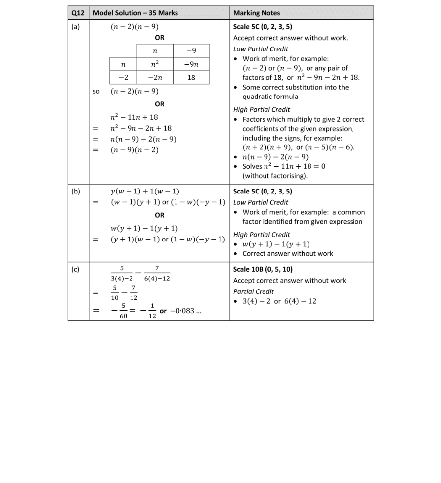 Marking Scheme Part 1