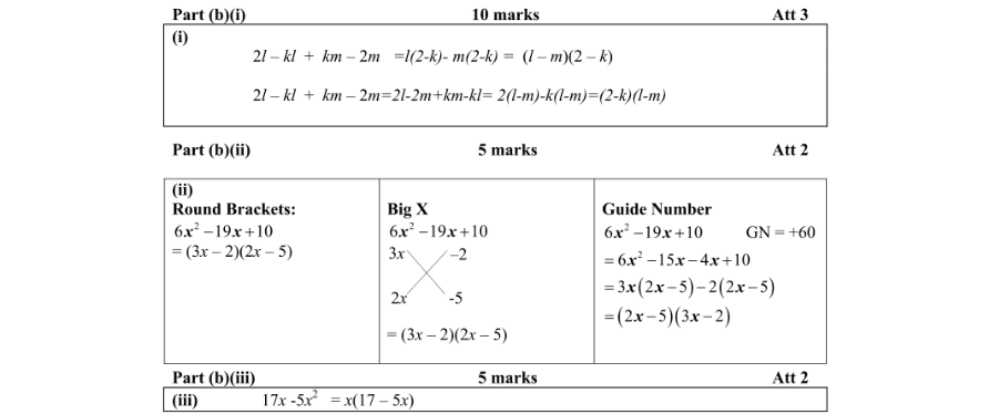 Marking Scheme Part 1