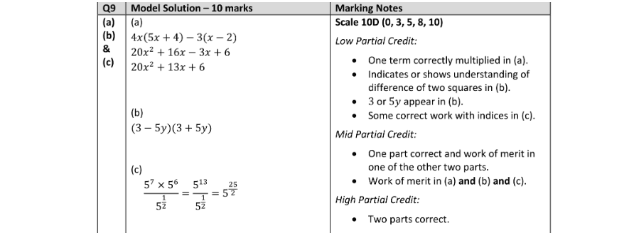 Marking Scheme Part 1
