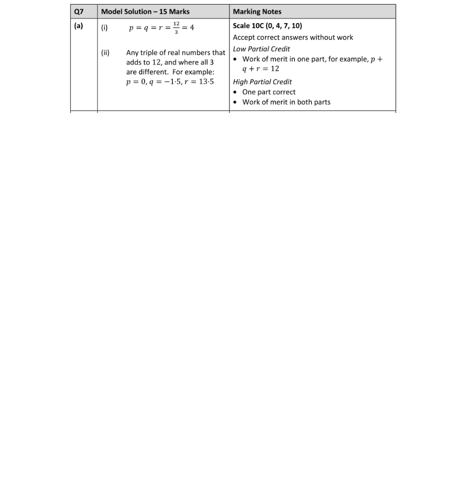 Marking Scheme Part 1