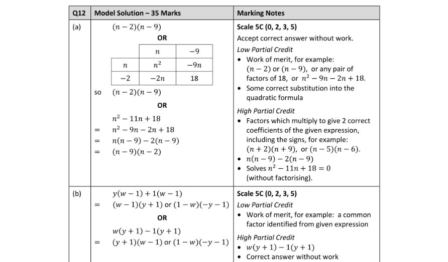 Marking Scheme Part 1