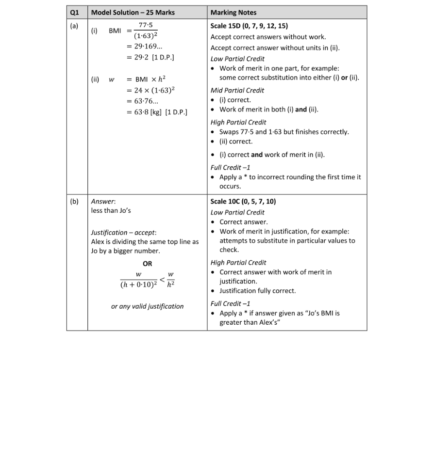 Marking Scheme Part 1