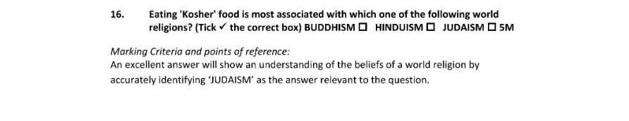 Marking Scheme Part 1