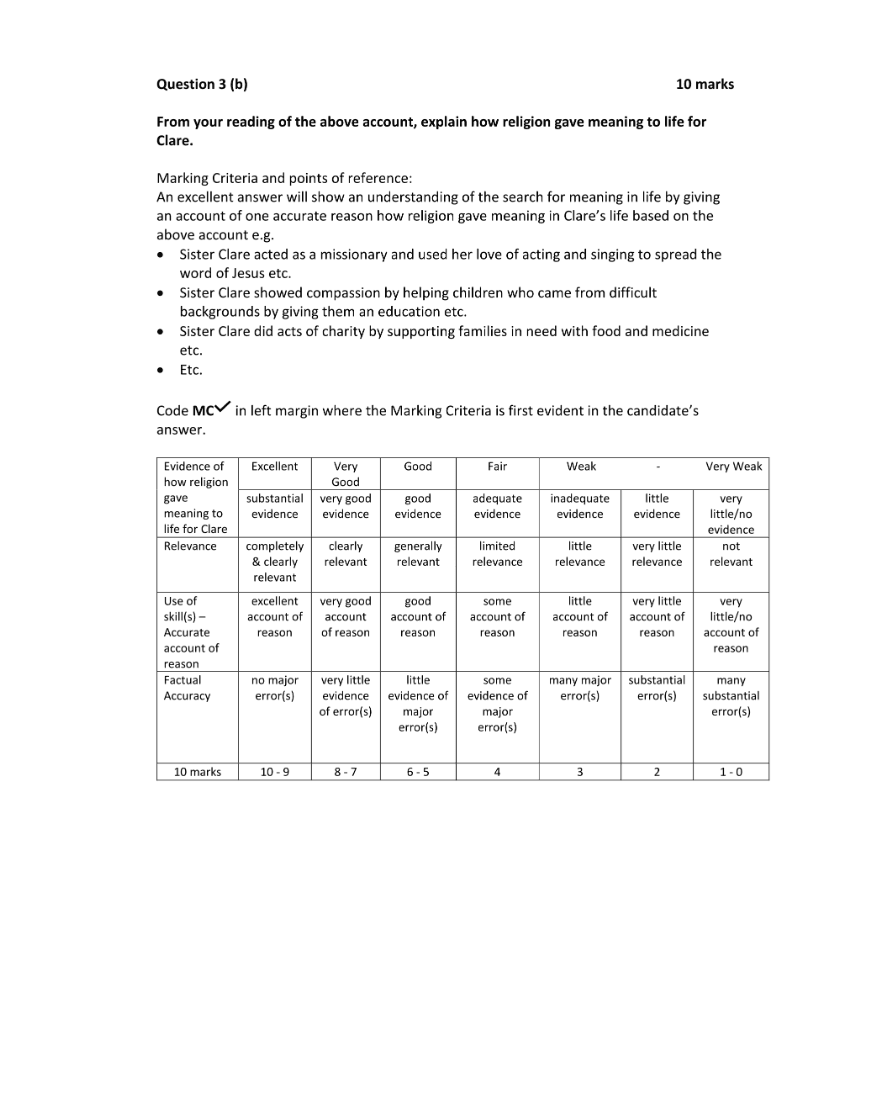 Marking Scheme Part 2