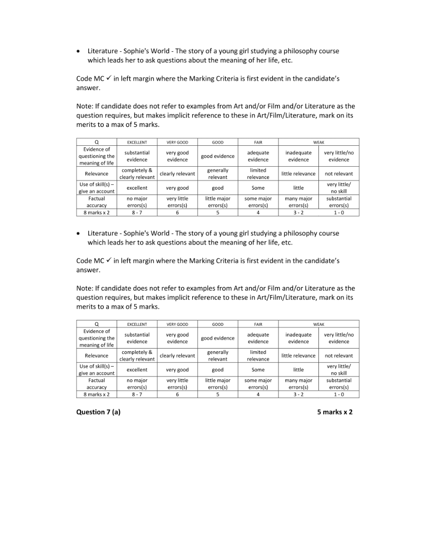Marking Scheme Part 2