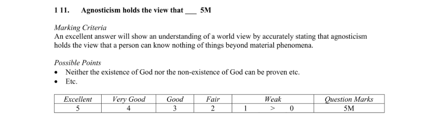 Marking Scheme Part 1