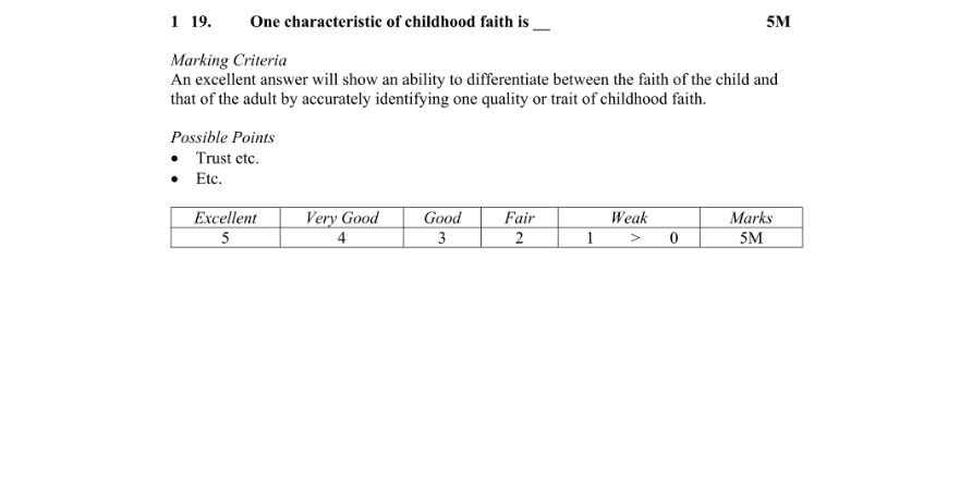 Marking Scheme Part 1