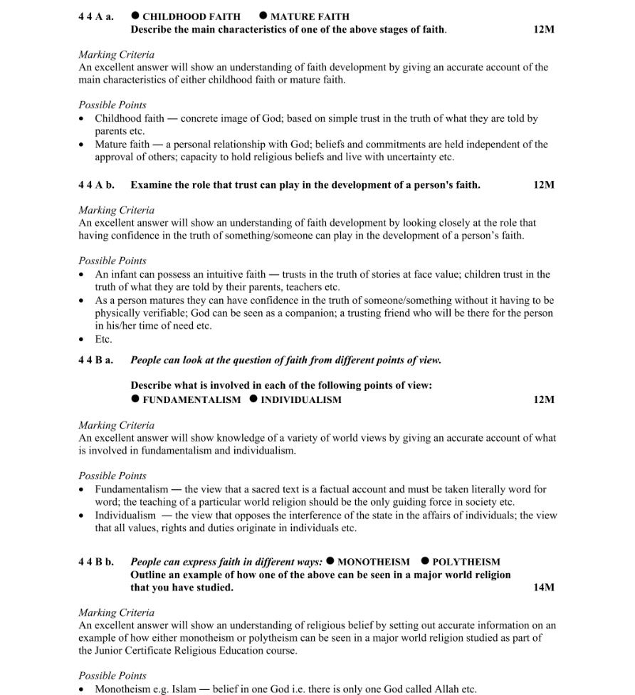 Marking Scheme Part 1