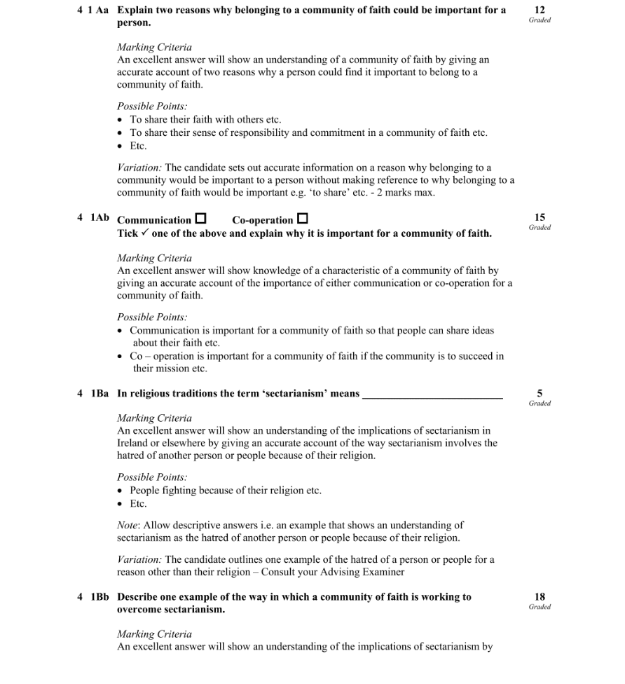 Marking Scheme Part 1