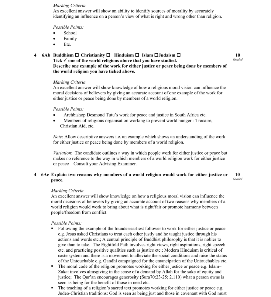 Marking Scheme Part 1