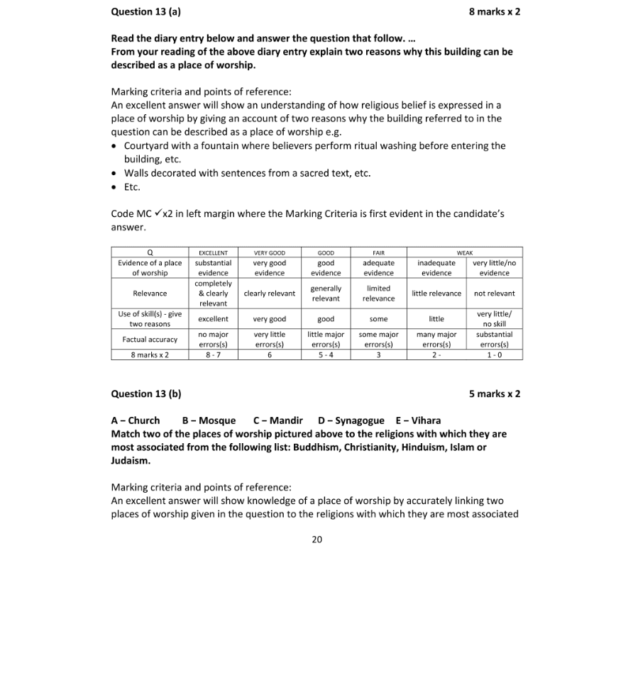 Marking Scheme Part 1