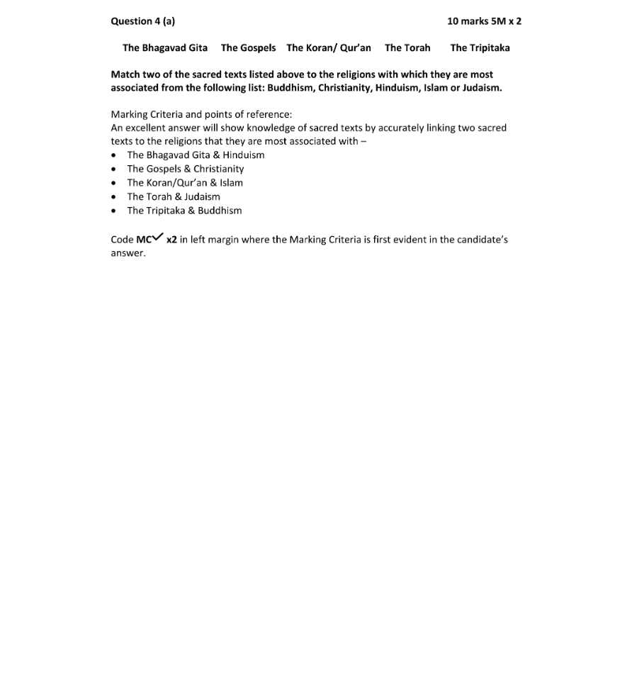 Marking Scheme Part 1