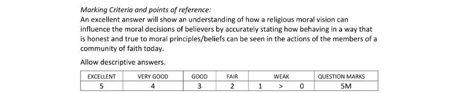 Marking Scheme Part 1