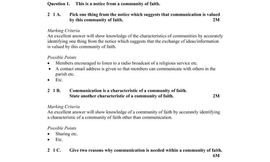 Marking Scheme Part 1