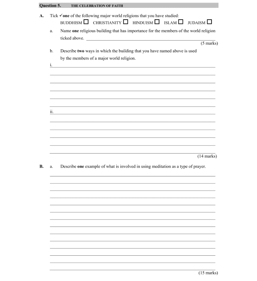 Question 2012 - 5 Part 1