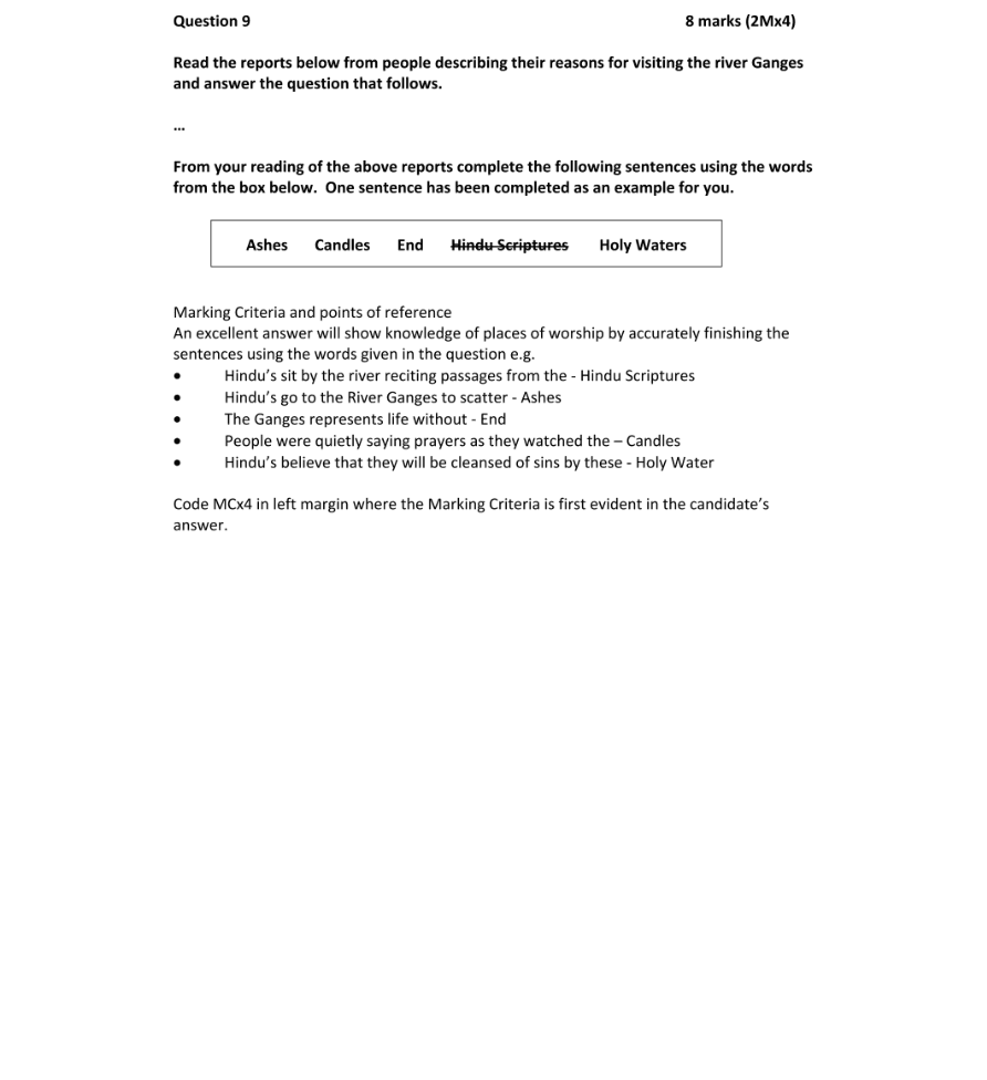 Marking Scheme Part 1