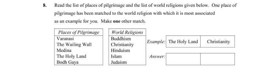 Question 2012 - 8 Part 1