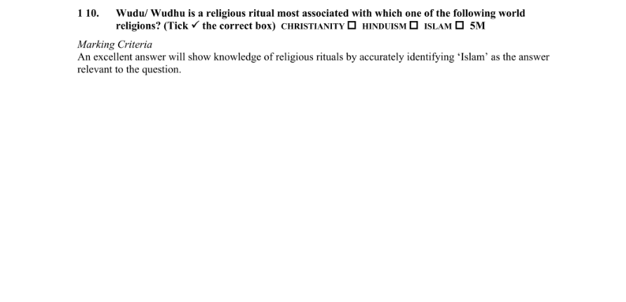 Marking Scheme Part 1