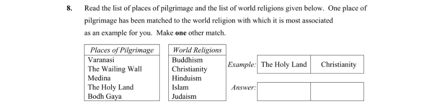 Question 2012 - 8 Part 1