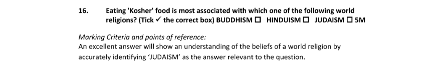 Marking Scheme Part 1