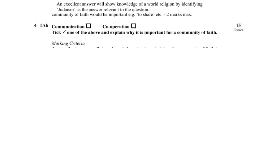 Marking Scheme Part 1