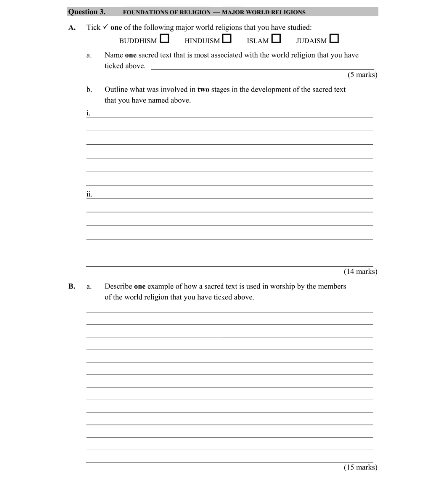 Question 2012 - 3 Part 1