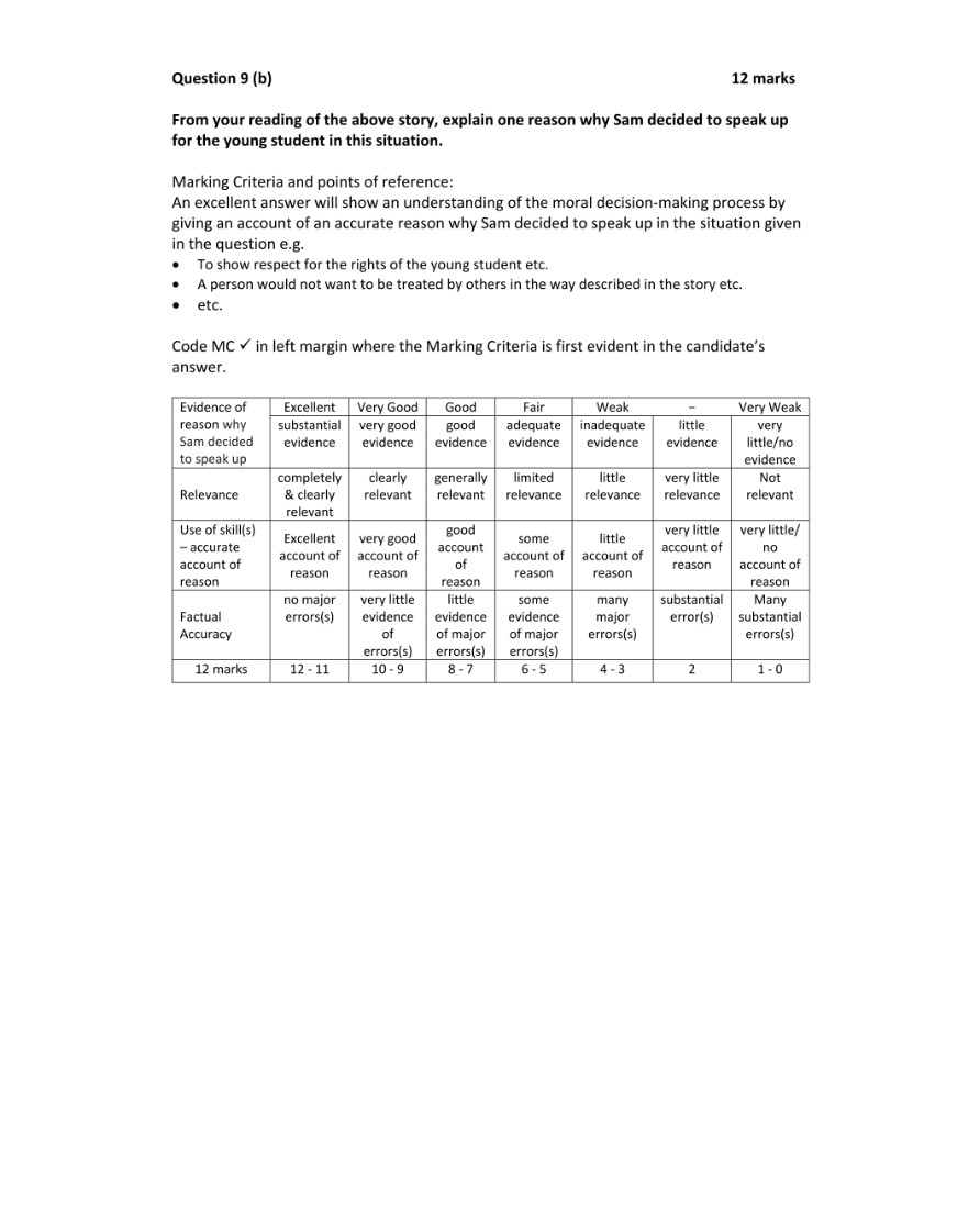 Marking Scheme Part 2