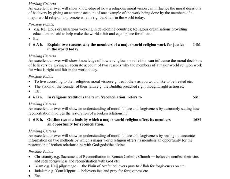 Marking Scheme Part 1