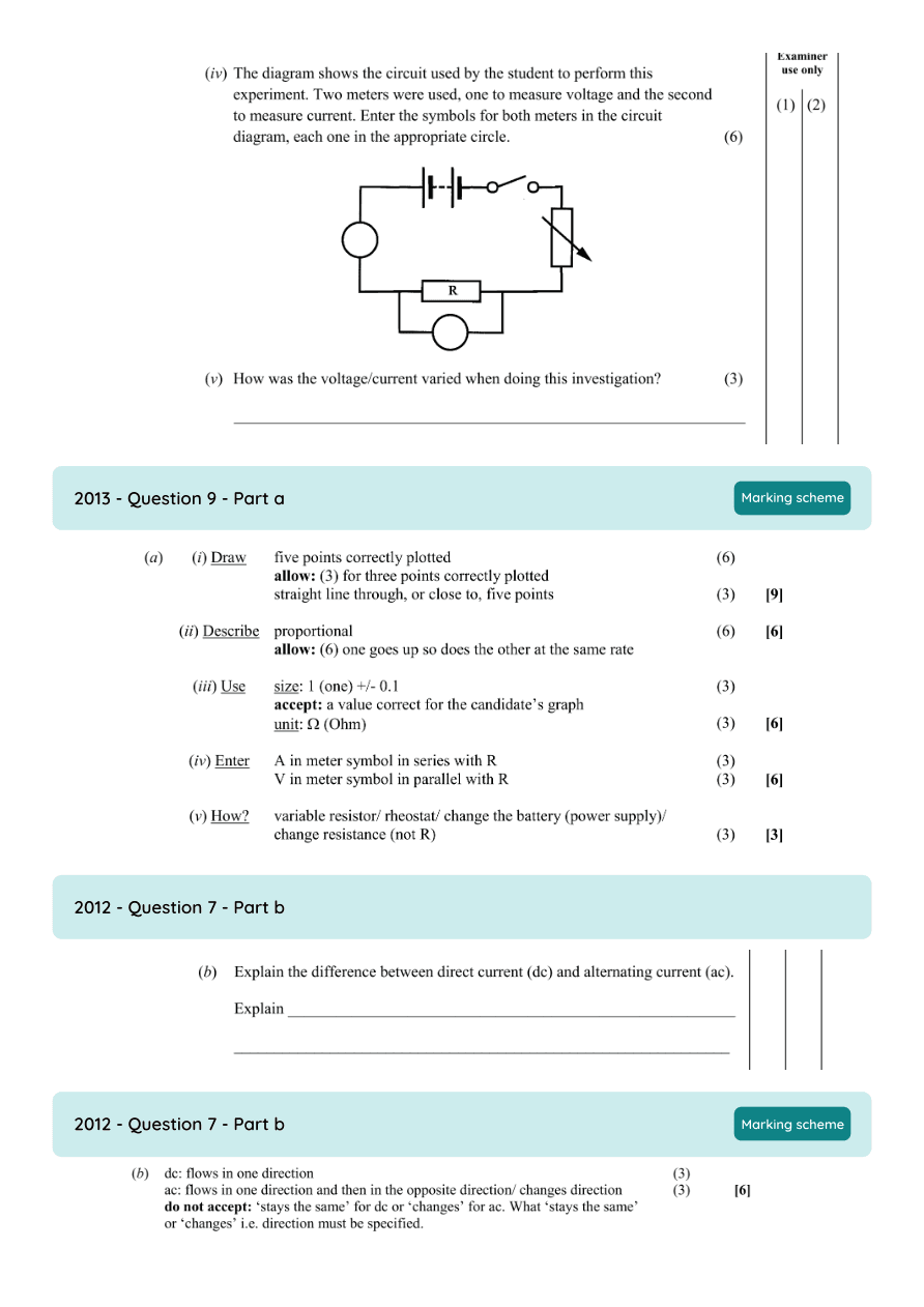 Marking Scheme Part 1