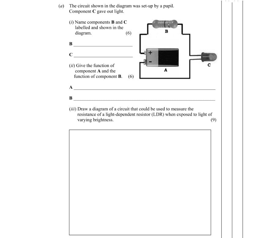 Question 2012 - 9 Part 1