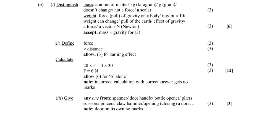 Marking Scheme Part 1